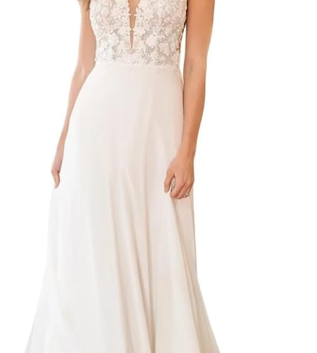 Lace Beach Wedding Dresses for Bride 2022 with Sleeves Long Train Boho Split Sheer Beach Bridal Gowns for Women