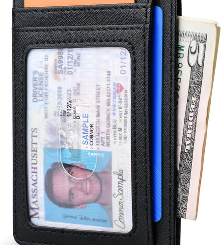 Slim Minimalist Front Pocket RFID Blocking Leather Wallets for Men Women