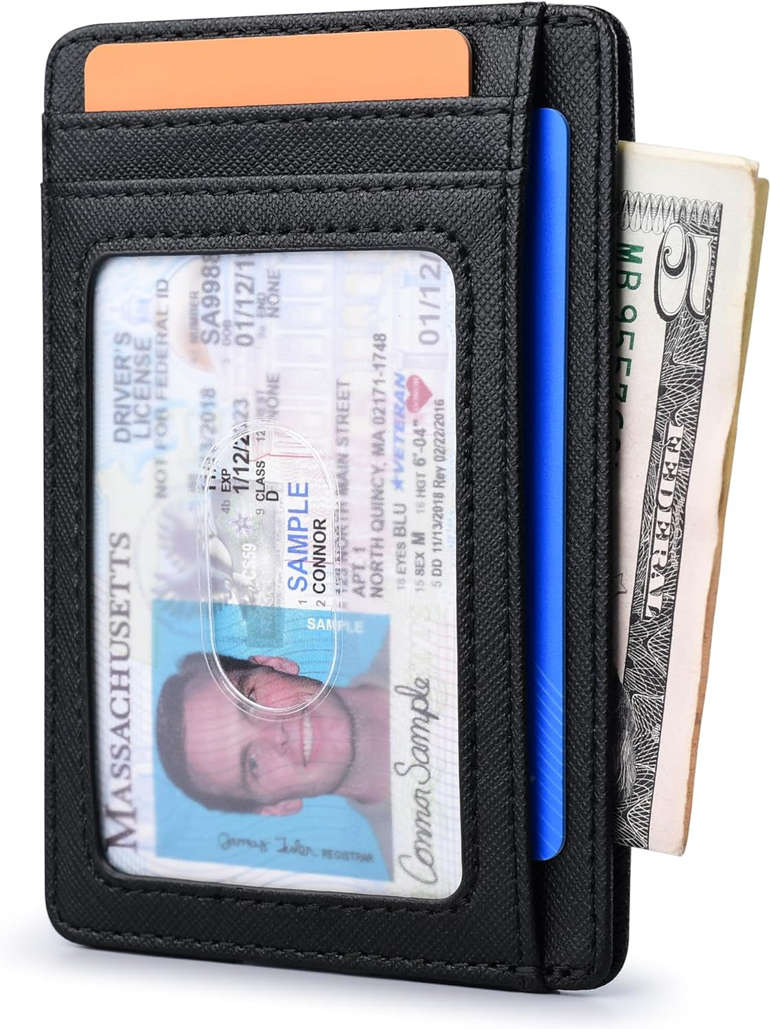 Slim Minimalist Front Pocket RFID Blocking Leather Wallets for Men Women