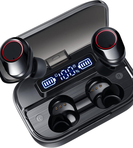 Wireless Earbuds Bluetooth 5.1 Headphones with Superior Stereo Sound, High Dynamic Range & Bass Boosted, IPX7 Waterproof Earphones, 80Hr Playtime with Charging Case, Touch Control In-Ear Headset W/Mic