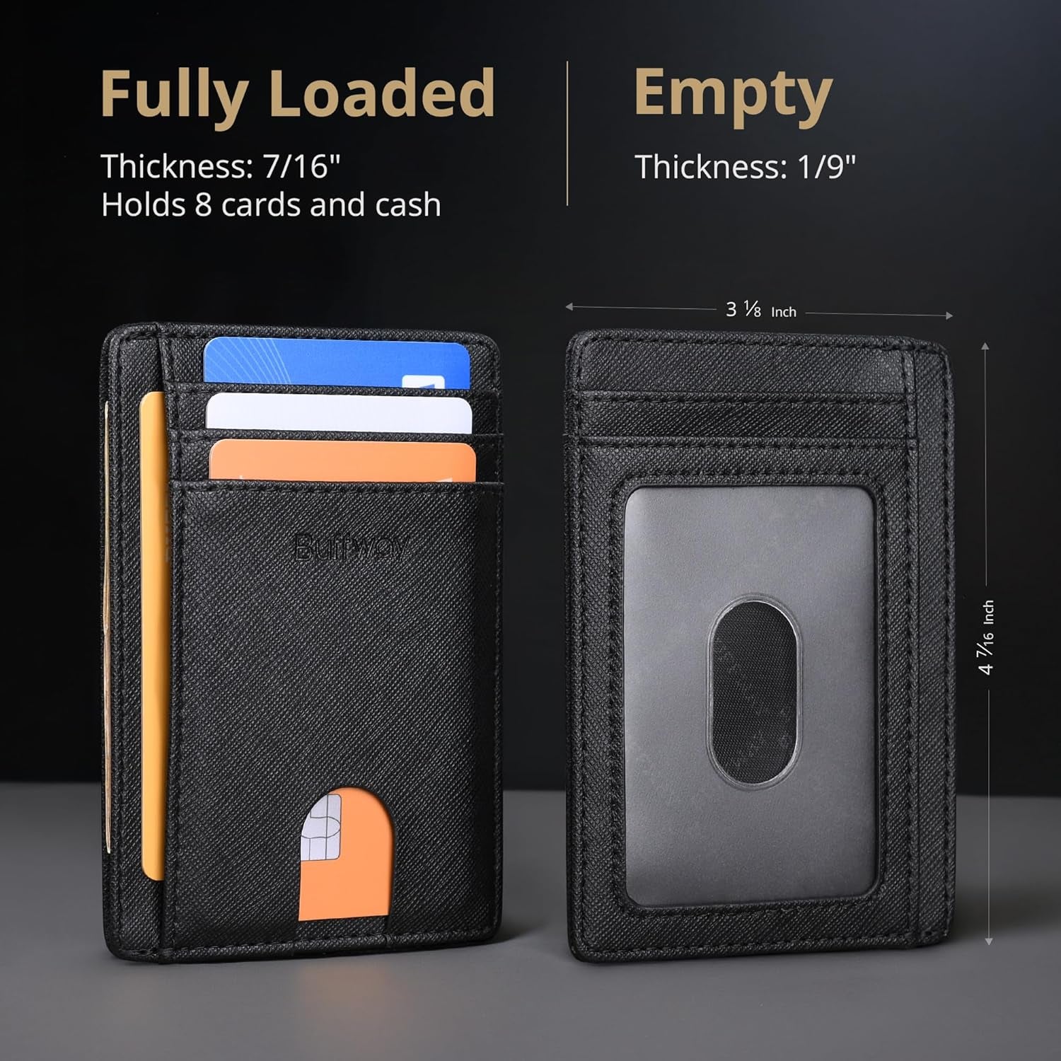 Slim Minimalist Front Pocket RFID Blocking Leather Wallets for Men Women