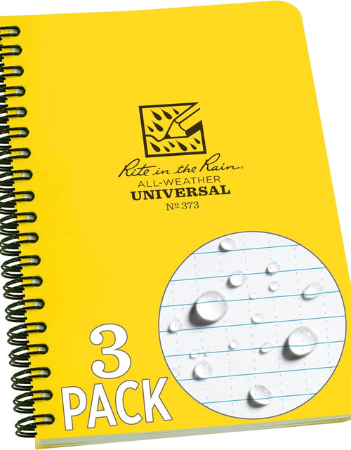 Load image into Gallery viewer, Weatherproof Side Spiral Notebook, 4.625" X 7", Yellow Cover, Universal Pattern, 3 Pack (No. 373L3)
