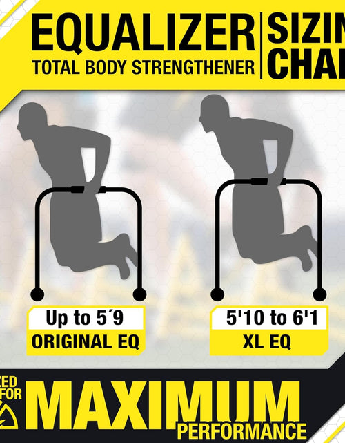 Load image into Gallery viewer, Fitness Dip Bar Stand - Original Equalizer Total Body Strengthener Pull up Bar Home Gym Exercise Equipment Dipping Station - Hip Resistance Band, Workout Guide and Online Group - Yellow
