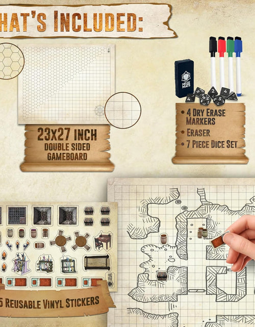 Load image into Gallery viewer, Battle Game Mat for DND - Tabletop Board Game Map for Dungeons and Dragons - Perfect Set for Starters and Masters - Accessories for Pathfinder, Wargaming, 40K, Warhammer - 23X27
