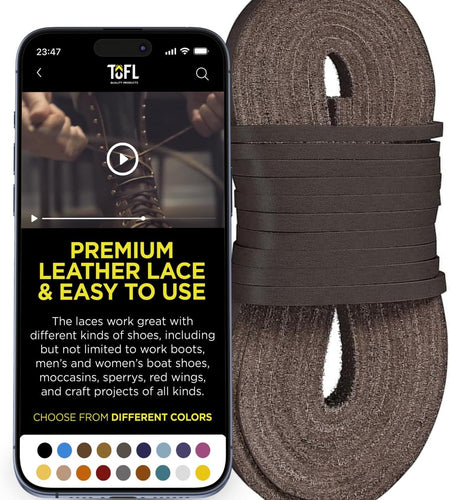 Leather Boot Laces|1/8 Inch Thick 72 Inches Long|2 Leather Strips [1 Pair]