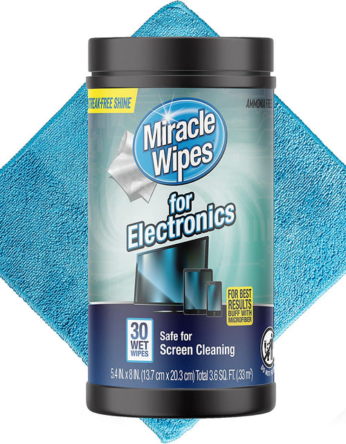 Load image into Gallery viewer, Miraclewipes for Electronics Cleaning - Screen Wipes Designed for TV, Phones, Monitors and More - Includes Microfiber Towel - (30 Count)
