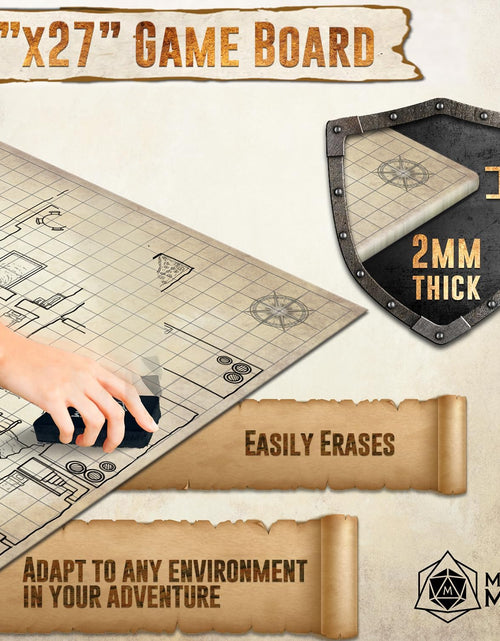 Load image into Gallery viewer, Battle Game Mat for DND - Tabletop Board Game Map for Dungeons and Dragons - Perfect Set for Starters and Masters - Accessories for Pathfinder, Wargaming, 40K, Warhammer - 23X27
